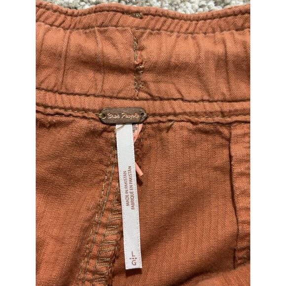 Free People L Tahiti Corduroy Cargo Pants Rust Orange Utility Pockets - Picture 5 of 9